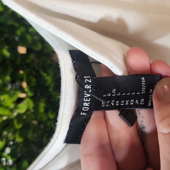 COPY - White Mini Dress with Adjustable Spaghetti Straps by Forever 21 - Size L… - Picture 3 of 8